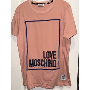 Love Moschino Women's T-Shirt Peach Color W/embroidered Logo Crewneck Sz  M 5362